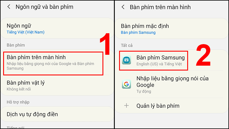 Chọn Bàn phím Samsung